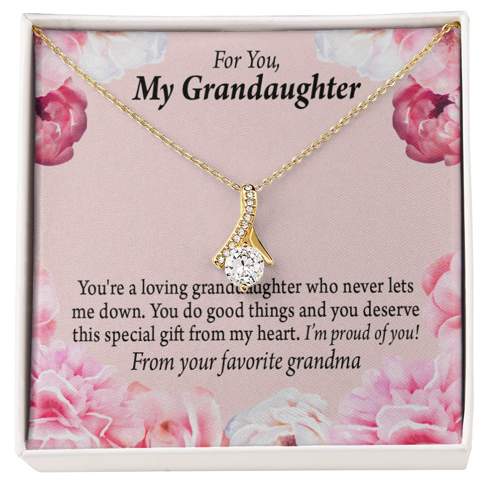 To My Granddaughter You're Special Ribbon Necklace Gold Tone Standard Box